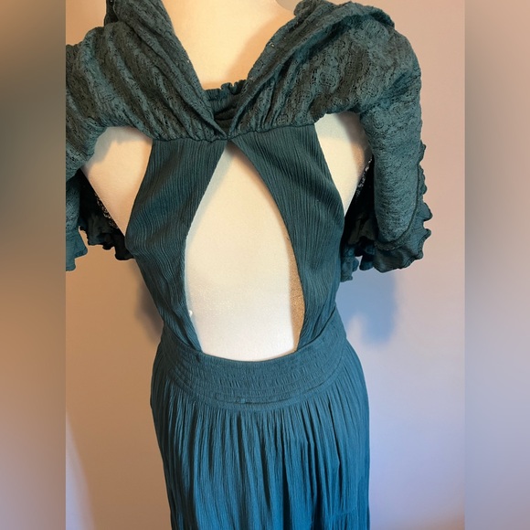 Free People Dancing on Air Maxi Dress in Sunken City(Turquoise) size Small EUC - Picture 11 of 17